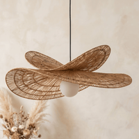 Suspension en Rotin Double Vague Sculptural