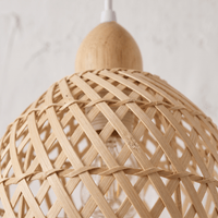 Suspension en Rotin et Bambou Cloche Base en Bois