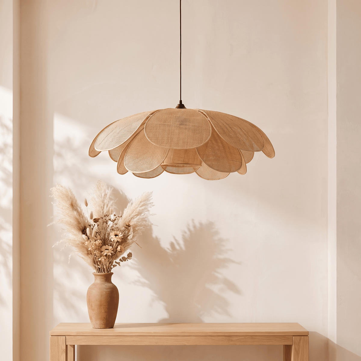 Suspension en Rotin Fleur