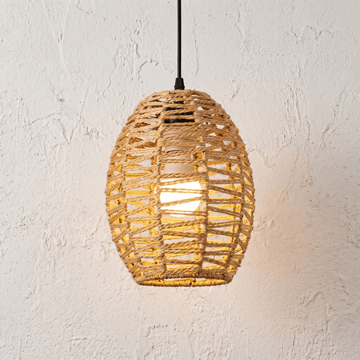Suspension en Rotin Lanterne Arrondi