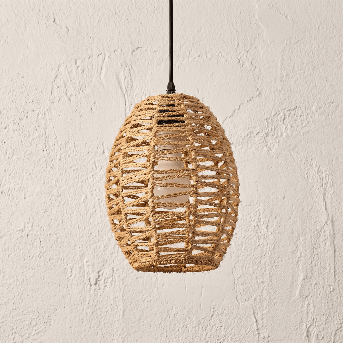 Suspension en Rotin Lanterne Arrondi