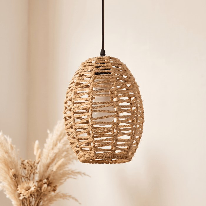 Suspension en Rotin Lanterne Arrondi