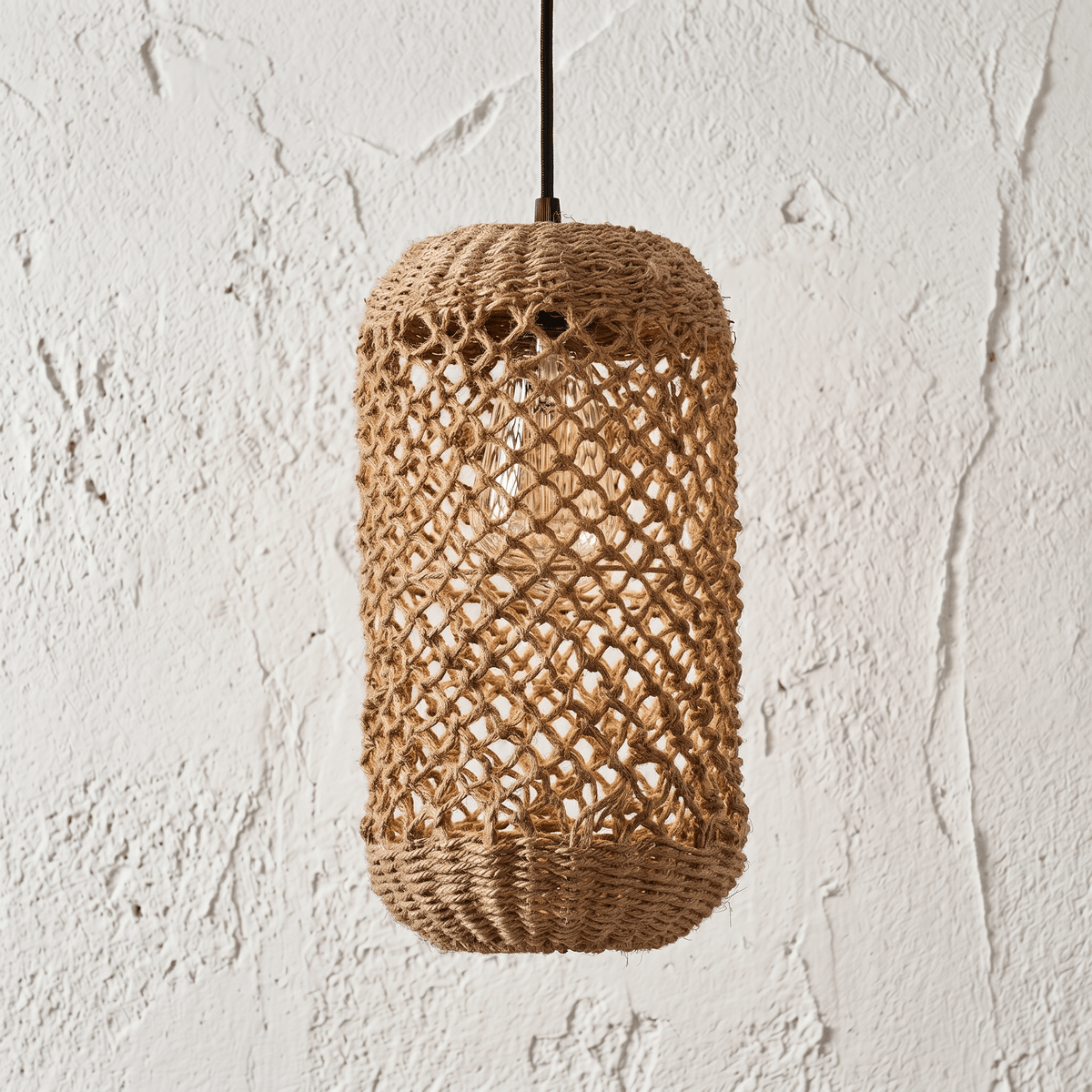 Suspension en Rotin Lanterne Cylindre