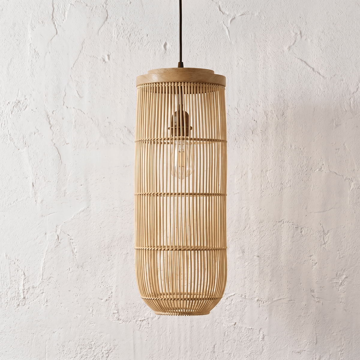Suspension en Rotin Lanterne Verticale