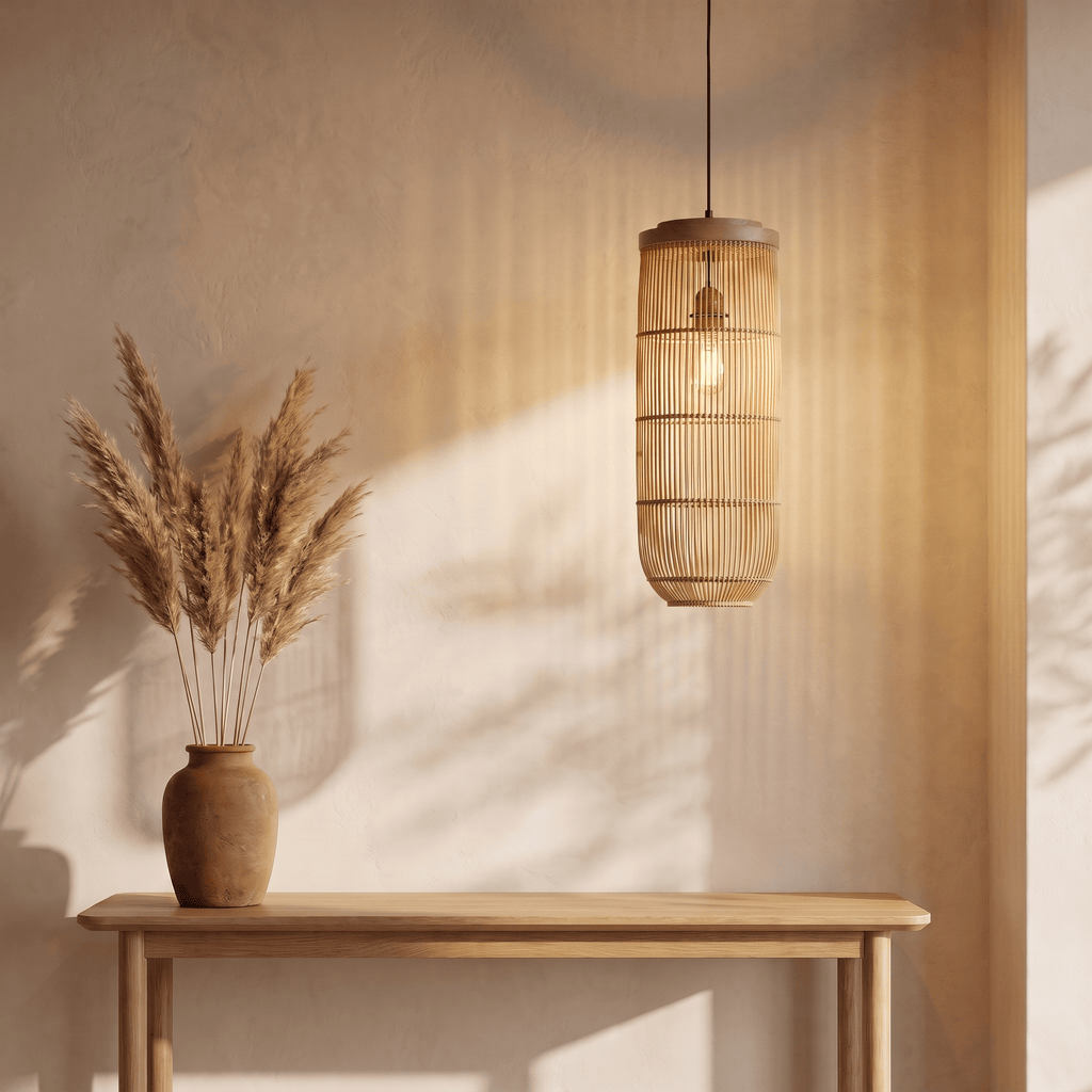 Suspension en Rotin Lanterne Verticale