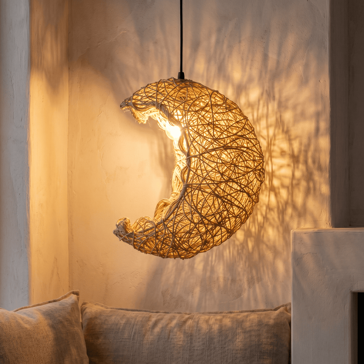 Suspension en Rotin Lune