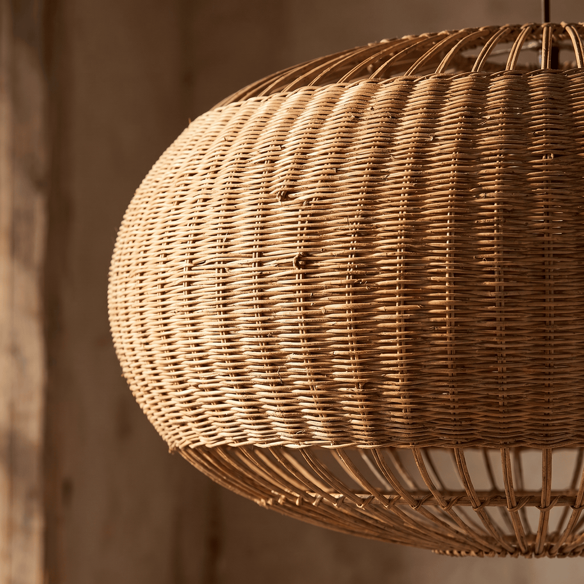 Suspension en Rotin Marron Tambour