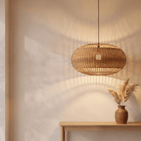 Suspension en Rotin Marron Tambour
