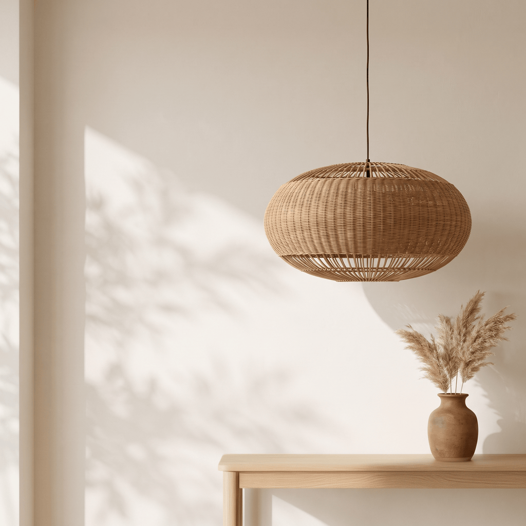 Suspension en Rotin Marron Tambour