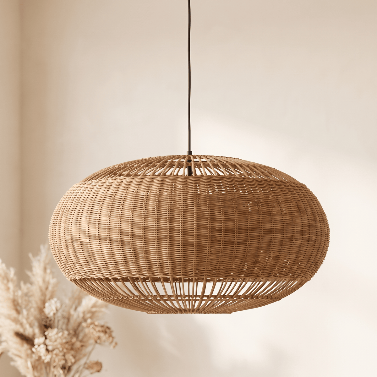 Suspension en Rotin Marron Tambour
