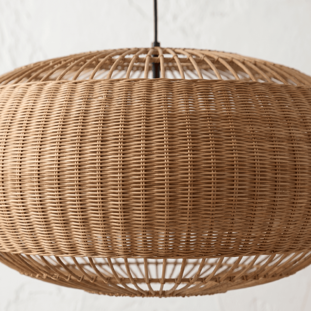 Suspension en Rotin Marron Tambour