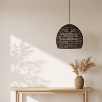 Suspension en Rotin Noir Cloche