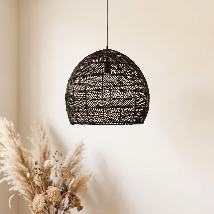 Suspension en Rotin Noir Cloche