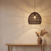 Suspension en Rotin Noir Cloche