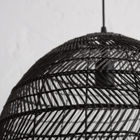 Suspension en Rotin Noir Cloche
