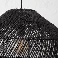 Suspension en Rotin Noir Dôme Évasé