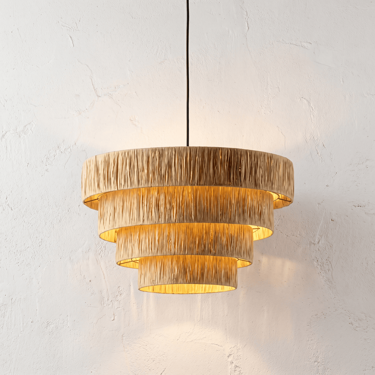 Suspension en Rotin Paille à Étages