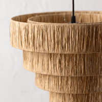 Suspension en Rotin Paille à Étages