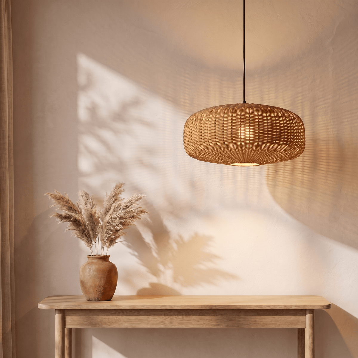 Suspension en Rotin Tambour Arrondi