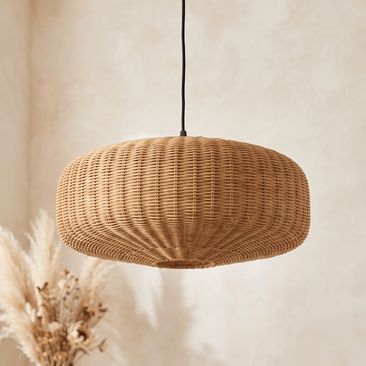 Suspension en Rotin Tambour Arrondi