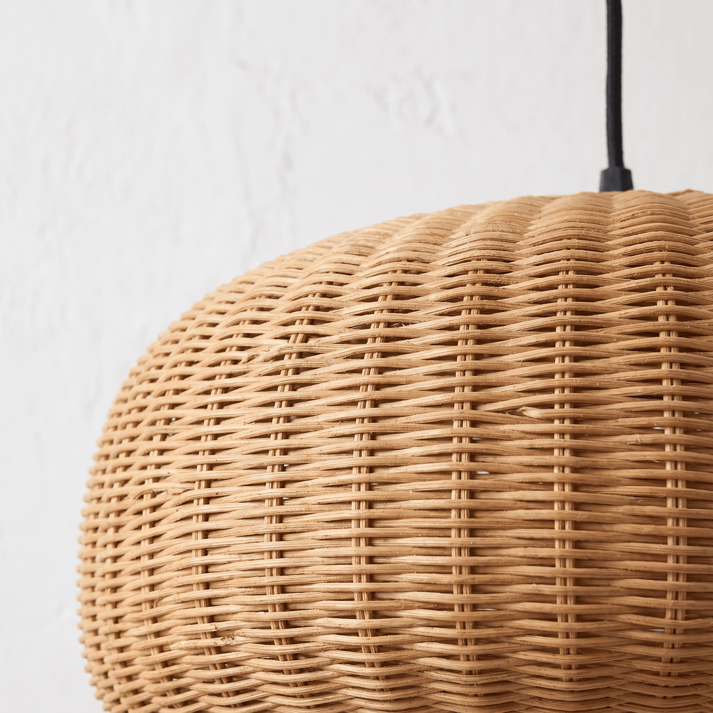 Suspension en Rotin Tambour Arrondi