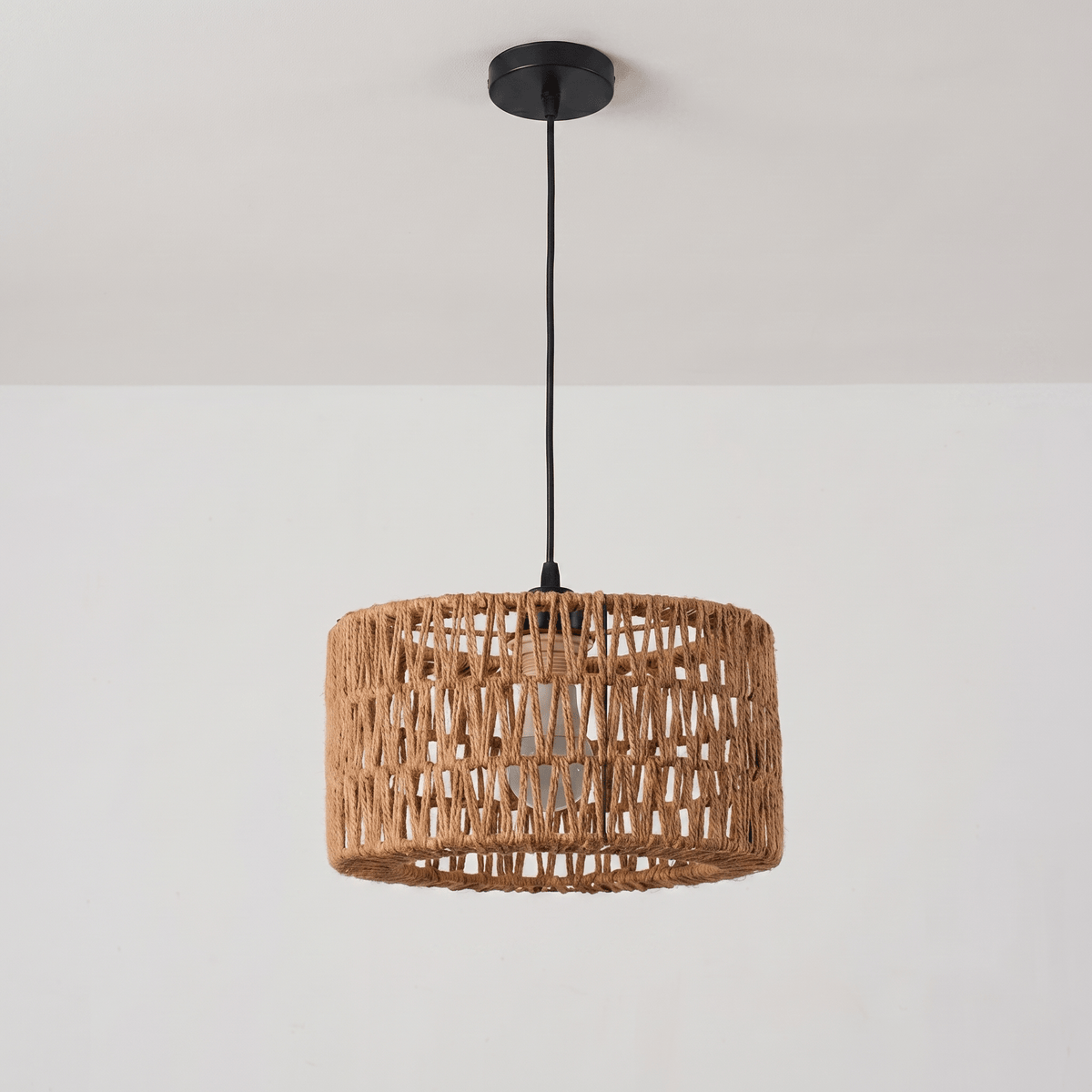 Suspension en Rotin Tambour Droit