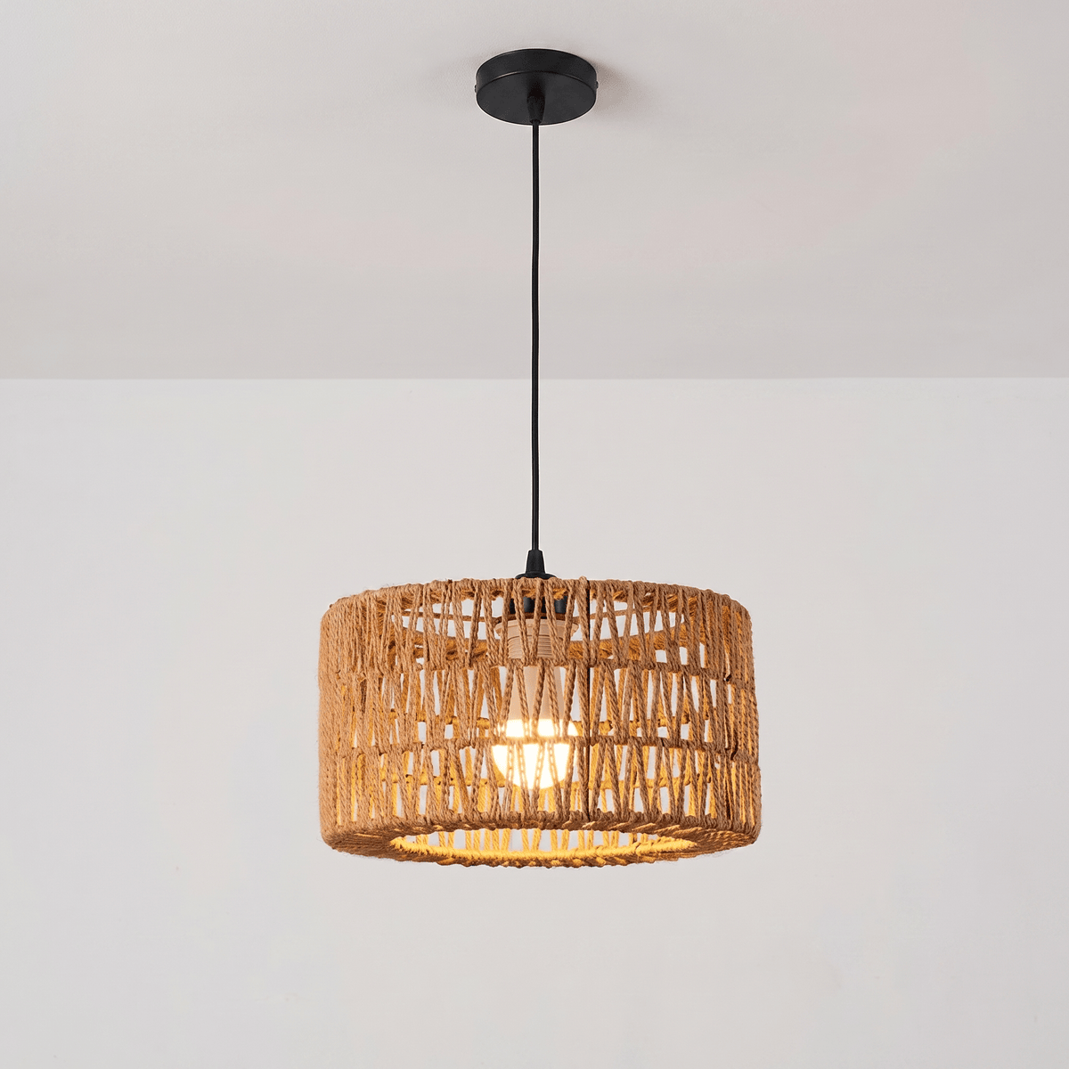 Suspension en Rotin Tambour Droit