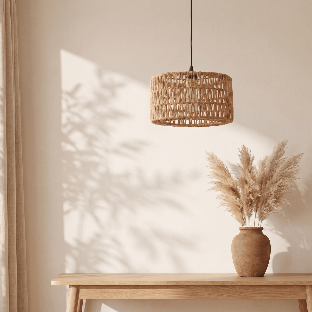 Suspension en Rotin Tambour Droit
