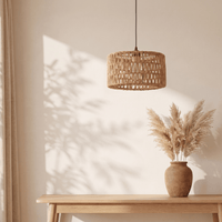 Suspension en Rotin Tambour Droit