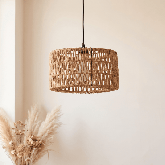 Suspension en Rotin Tambour Droit