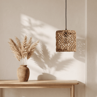Suspension en Rotin Tambour Droit Compact