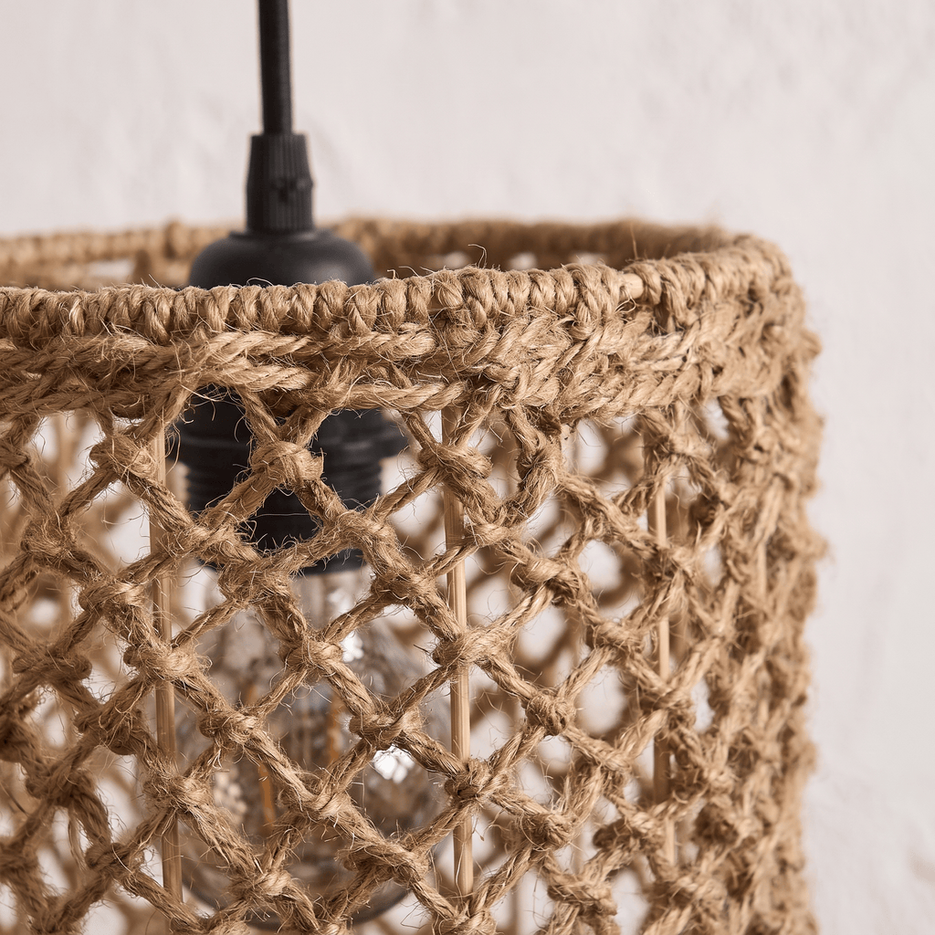 Suspension en Rotin Tambour Droit Compact