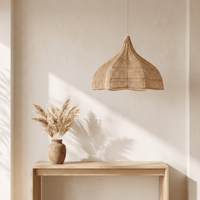 Suspension en Rotin Tulipe Beige