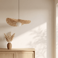 Suspension en Rotin Vague Sculptural