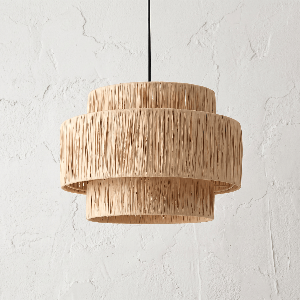 Suspension Rotin Naturel Tissé Paille à Étages