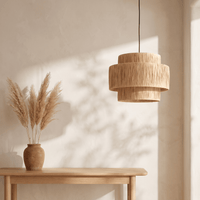 Suspension Rotin Naturel Tissé Paille à Étages