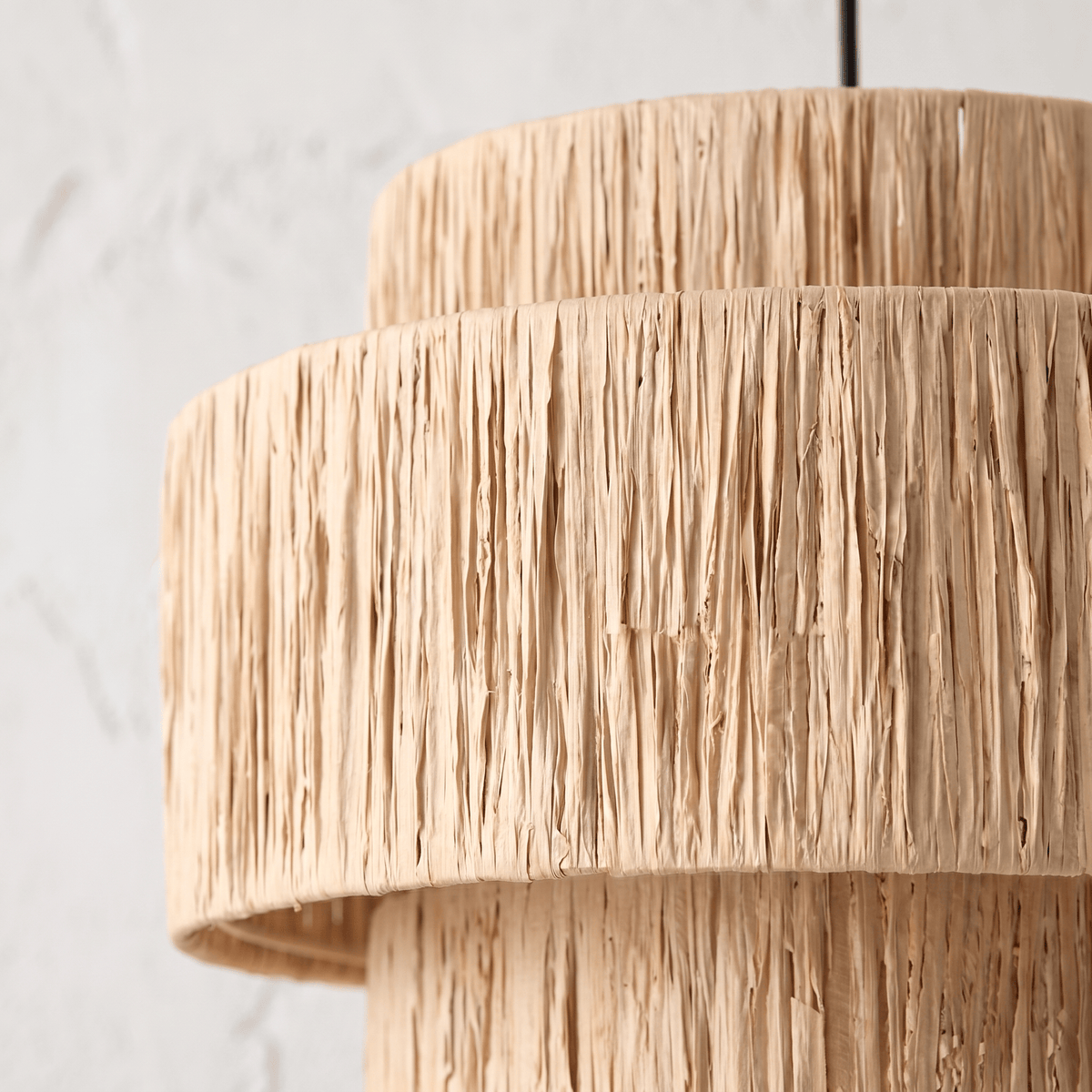 Suspension Rotin Naturel Tissé Paille à Étages