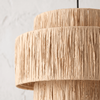 Suspension Rotin Naturel Tissé Paille à Étages