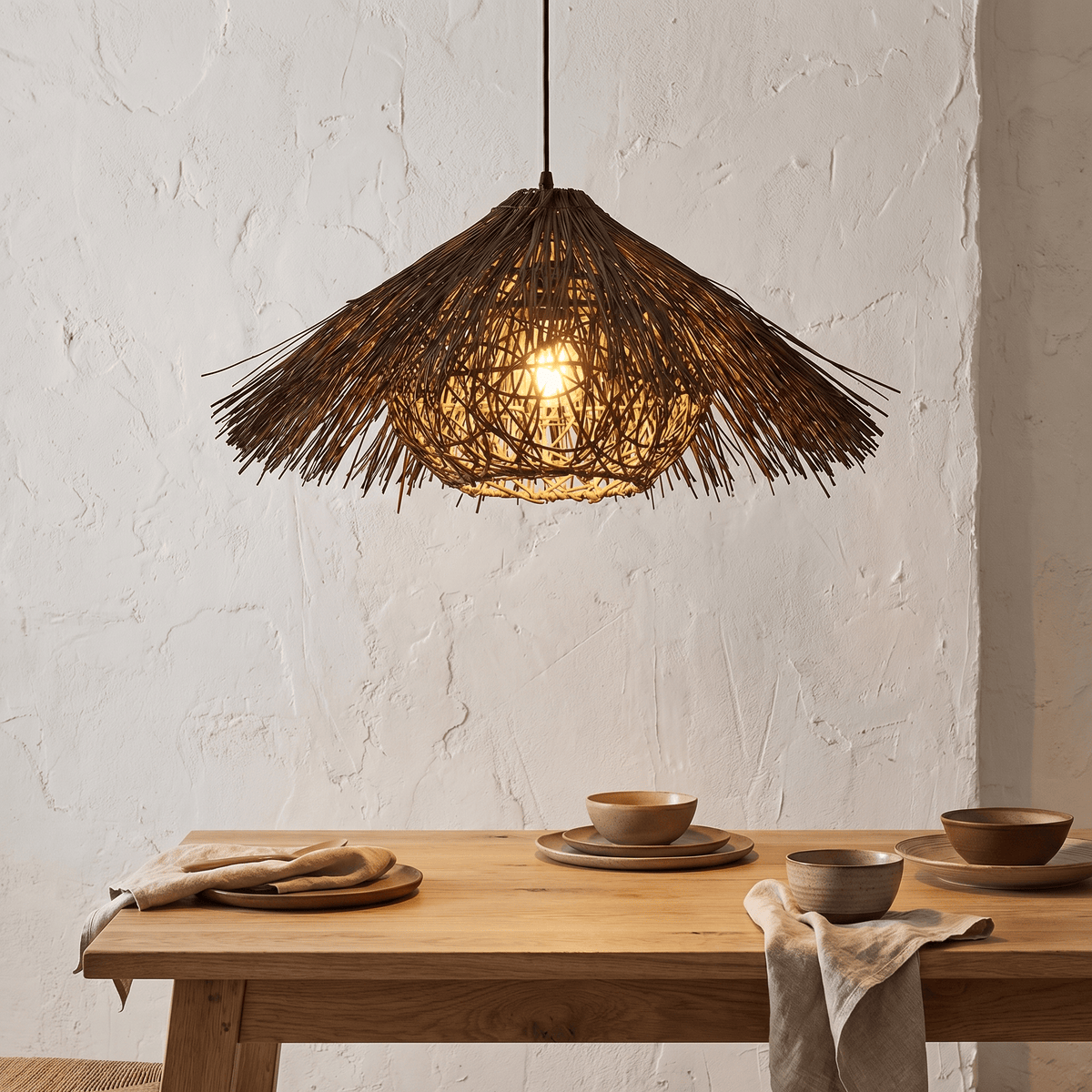Suspension Rotin Noir Capeline Sauvage
