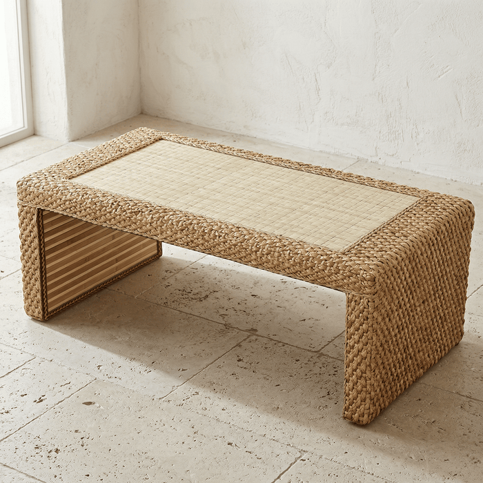 Table Basse en Rotin Rectangulaire Minimaliste