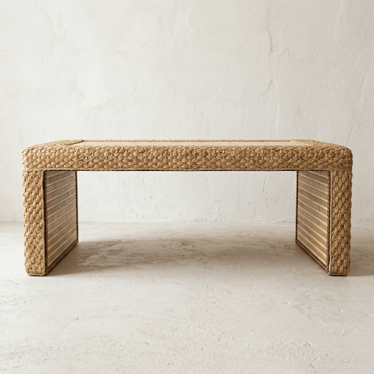 Table Basse en Rotin Rectangulaire Minimaliste