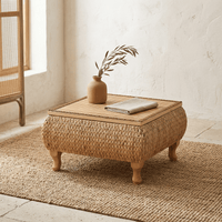 Table Basse Rotin Carrée Style Japonais