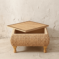 Table Basse Rotin Carrée Style Japonais