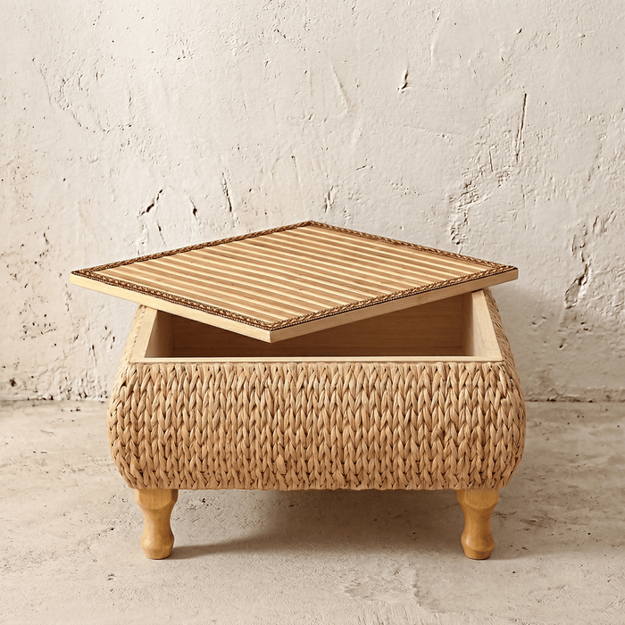 Table Basse Rotin Carrée Style Japonais