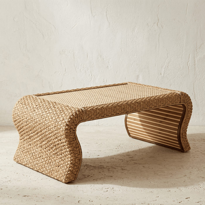 Table Basse Rotin Courbe Minimaliste