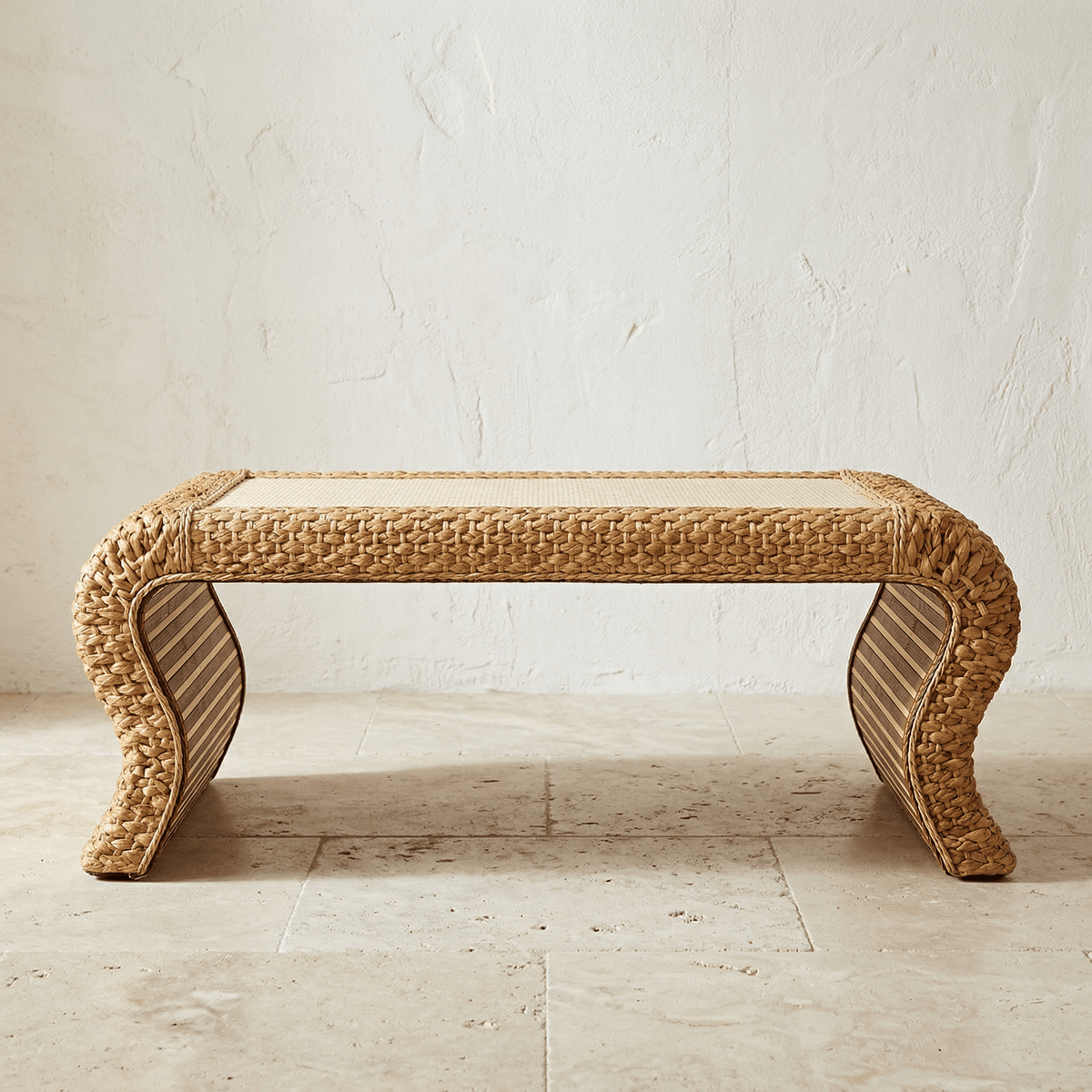 Table Basse Rotin Courbe Minimaliste