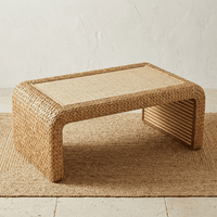 Table Basse Rotin Rectangulaire Style Japandi