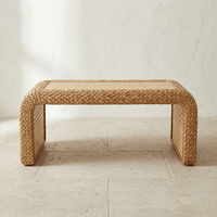 Table Basse Rotin Rectangulaire Style Japandi