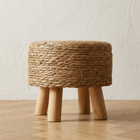 Tabouret Rond en Rotin Trépied