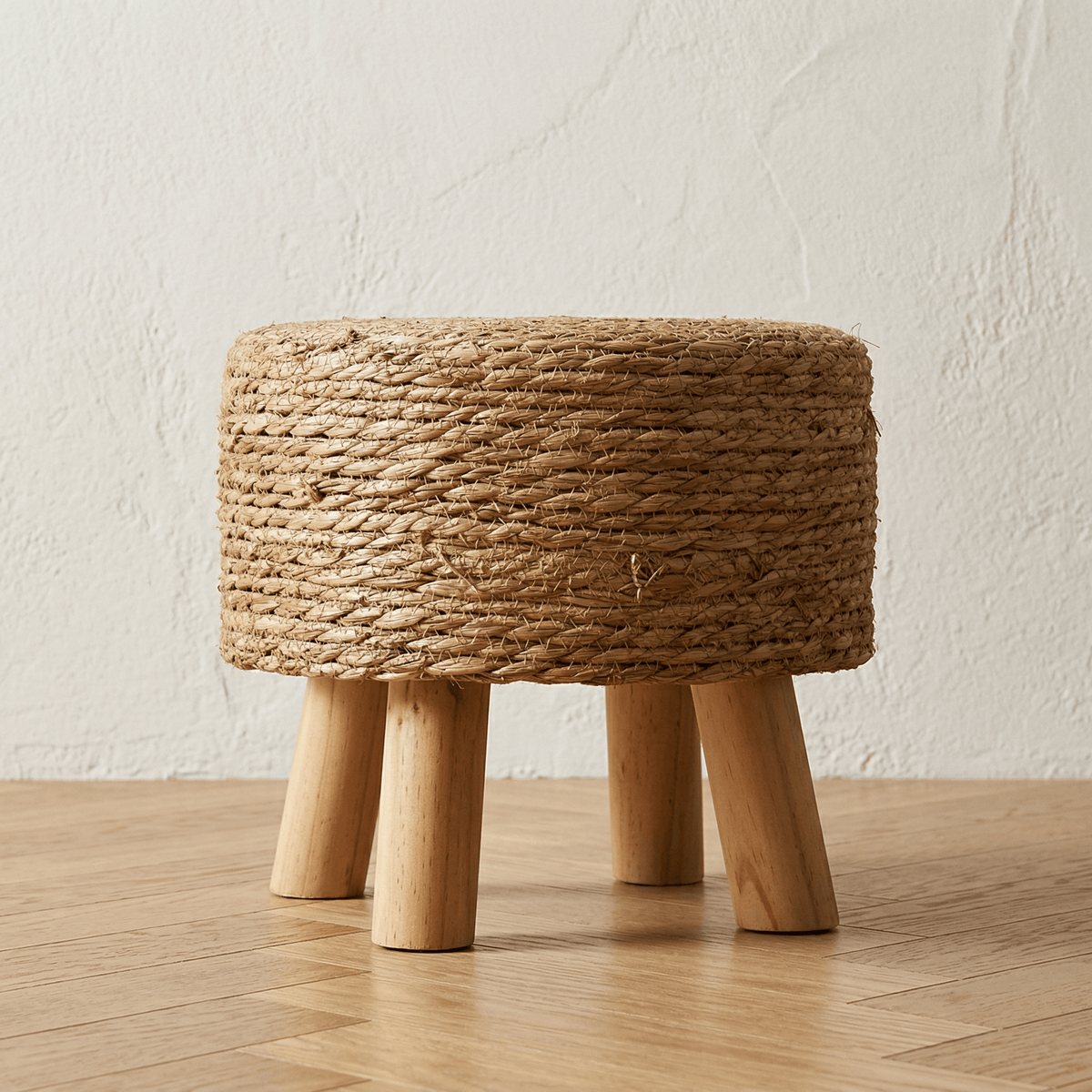 Tabouret Rond en Rotin Trépied